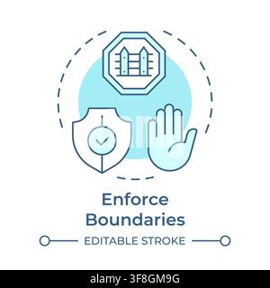 Enforce boundaries soft blue concept icon Stock Vector