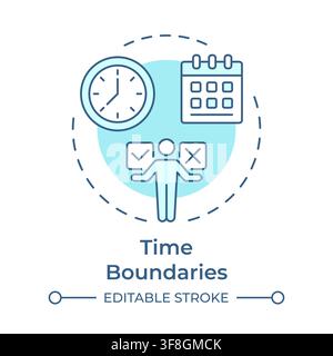 Time boundaries soft blue concept icon Stock Vector