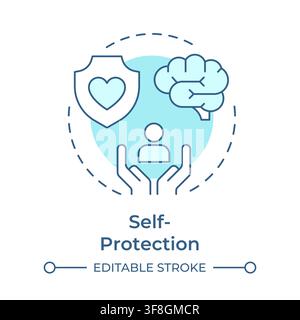 Self protection soft blue concept icon Stock Vector