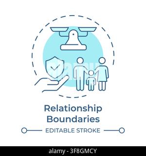 Relationship boundaries soft blue concept icon Stock Vector