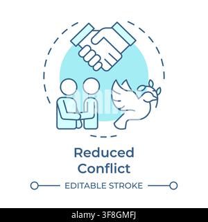 Reduced conflict soft blue concept icon Stock Vector