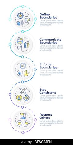 Workflow for setting boundaries infographic design template Stock Vector