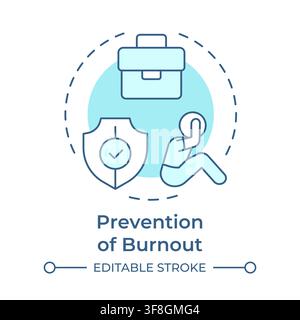 Prevention of burnout soft blue concept icon Stock Vector