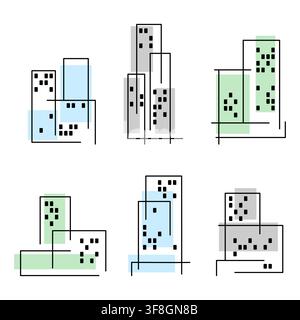 Set of buildings. Emblems real estate company. Stock Vector