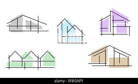 Set of cottages. Emblems real estate company. Stock Vector
