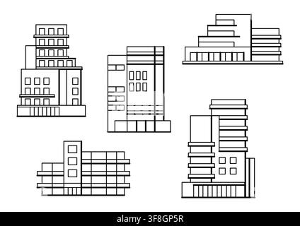 Set of abstract buildings. Emblems real estate company. Stock Vector