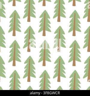 Christmas tree seamless pattern vector simple pine forest background isolated on white for holiday wrapping paper and winter fabric design Stock Vector