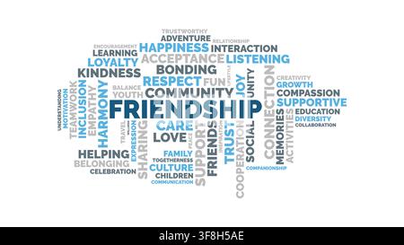 Friendship and Community Word Cloud Vector Illustration Stock Vector