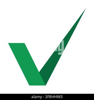 Minimalist green check mark icon representing validation approval confirmation success Stock Vector