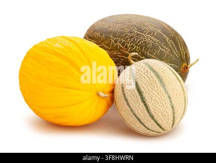 various melons path isolated on white Stock Photo