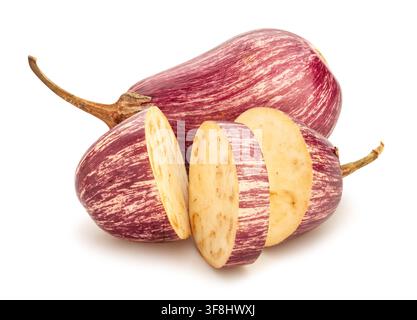 sliced jewel marble eggplant path isolated on white Stock Photo