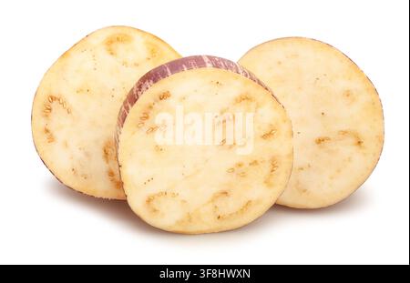 sliced jewel marble eggplant path isolated on white Stock Photo