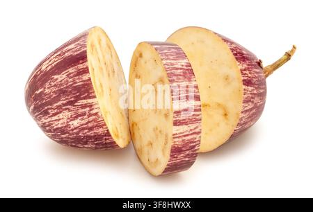 sliced jewel marble eggplant path isolated on white Stock Photo
