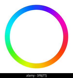 Colorful Gradient Circle Ring Isolated on White Background, Rainbow Spectrum Frame for Loading Indicator, Progress, Technology, Interface, Social Medi Stock Vector