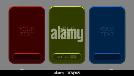 Colorful UI elements modern soft buttons or banners in red, green, and blue for web design projects. Vector illustration. Stock Vector