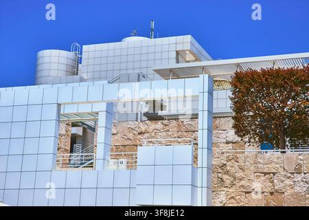 Modern Architecture Facade And Tree At The Getty Center Los Angeles California Stock Photo