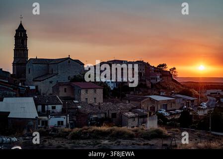 August 12, 2026, Llardecans, Lleida, Spain: A solar eclipse is seen next to the village of Llardecans, Lleida, Catalonia, Spain, on August 12, 2026, after the eclipse approaches totality. The Moon progressively obscures the Sun's disk during the partial phase of the rare celestial event, which is being observed across parts of the world. Credit:  Jordi Boixareu/Ģ����ý Live News Stock Photo