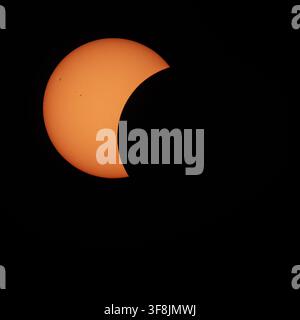 Solar Eclipse 2026, viewed from Moorside Road, Swinton, Manchester Stock Photo