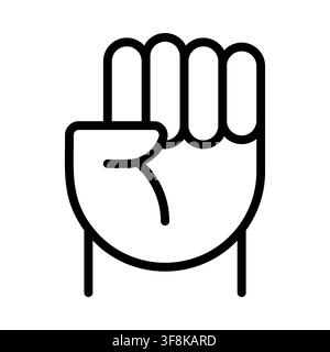 Raised Fist Line Icon Vector Illustration Stock Vector