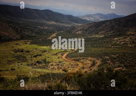 Winding Pacific Crest Trail Cutting Through a Scenic Southern California Valley Stock Photo
