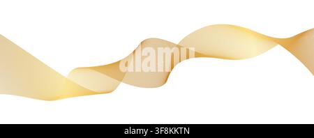 Smooth music sound golden line waves. Gold line shiny texture, golden stripe deluxe swoosh background. Music melody sound elegant wave, premium decora Stock Vector