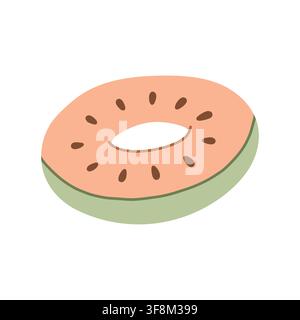 Peach watermelon fruit pattern inflatable swim ring vector illustration. Summer pool float isolated on white background Stock Vector