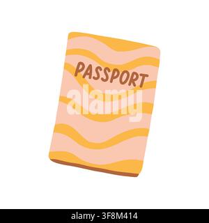 Cute passport cover with wavy pattern vector illustration. Perfect for international travel, citizenship, flight booking, visa, and vacation graphics Stock Vector