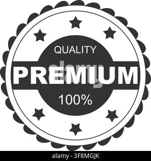 Premium Quality 100% Round Certification Badge with Star Icons Stock Vector