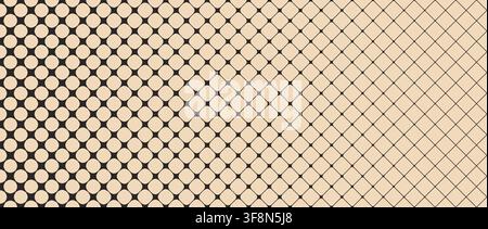 Beige repeated geometric gradation background. Morphing grid gradient pattern. Abstract repeating mosaic pattern wallpaper. Yellow mustard retro lattice wireframe backdrop. Vector texture pattern Stock Vector