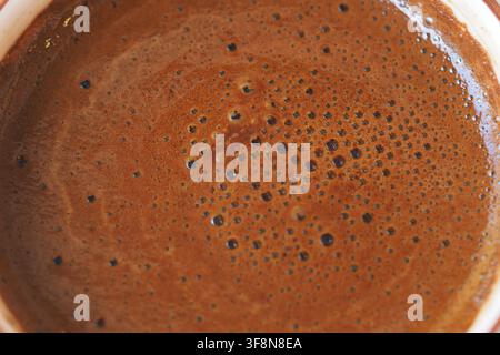 Freshly brewed coffee in a white cup Stock Photo