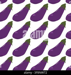 Fresh Purple Eggplant Seamless Pattern for Food Design Stock Vector