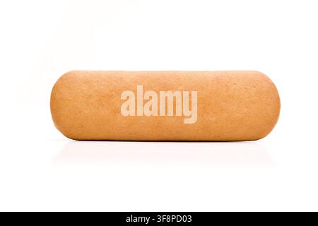 Single rectangular biscuit isolated on white background in studio lighting Stock Photo