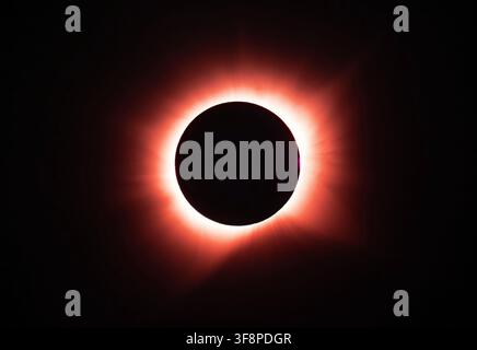 Total Solar Eclipse with Red Corona. August 12, 2026 Stock Photo