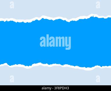 Torn paper border creating copy space on blue Stock Vector