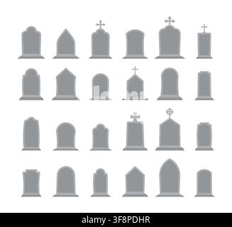 Gravestones vector set representing death and memorial Stock Vector
