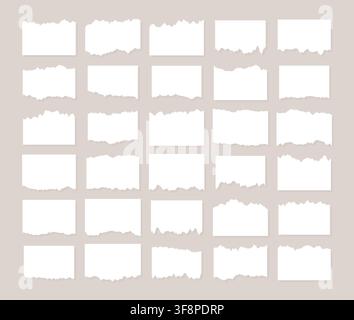 Collection of torn paper pieces with rough edges Stock Vector