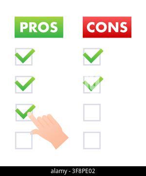 Hand checking pros list during decision evaluation Stock Vector