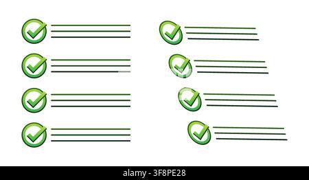 Completing tasks with green check marks and lines Stock Vector