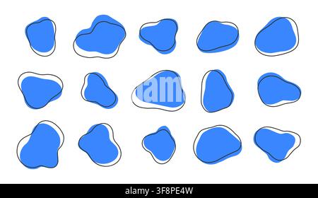 Organic liquid shapes abstract blue blob collection Stock Vector