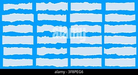 Torn paper strips collection on blue background Stock Vector