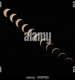 A sequence showing the 20 minutes building up to a partial eclipse Stock Photo
