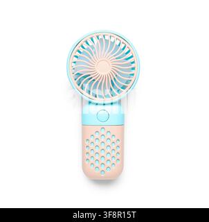 Mini electric fan on white background Stock Photo