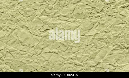 Light yellow green crumpled paper texture background with wrinkled surface and natural fold pattern Stock Photo