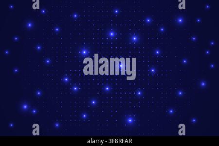 Abstract digital technology. Blue tech background with glowing dots and digital particle grid. Futuristic abstract design for business, innovation Stock Vector