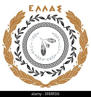 Ancient Greek style design. Set of Ancient Greek laurel wreath Stock Vector