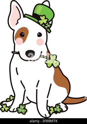 Simple and adorable Saint Patrick's Day illustration of Bull Terrier Stock Vector