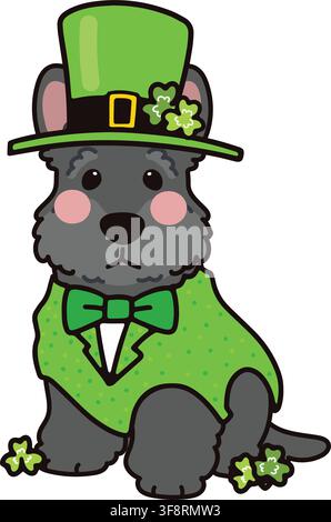Simple and adorable Saint Patrick's Day illustration of Scottish Terrier Stock Vector