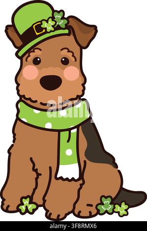 Simple and adorable Saint Patrick's Day illustration of Welsh Terrier Stock Vector