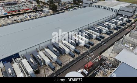 Large data center campus with multiple server modules and connected infrastructure Stock Photo