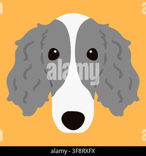 Cute and simple illustration of Borzoi Dog front face flat colored Stock Vector